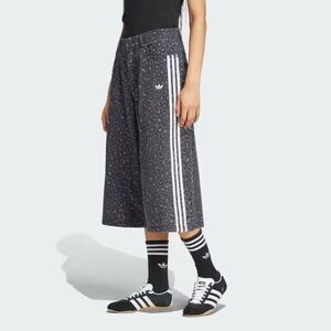 Adidas Black Patterned Culottes with White Stripes